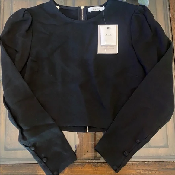 A.L.C Silk “Talia” Long Sleeved Cropped Top Size 6 NWT - Picture 3 of 10
